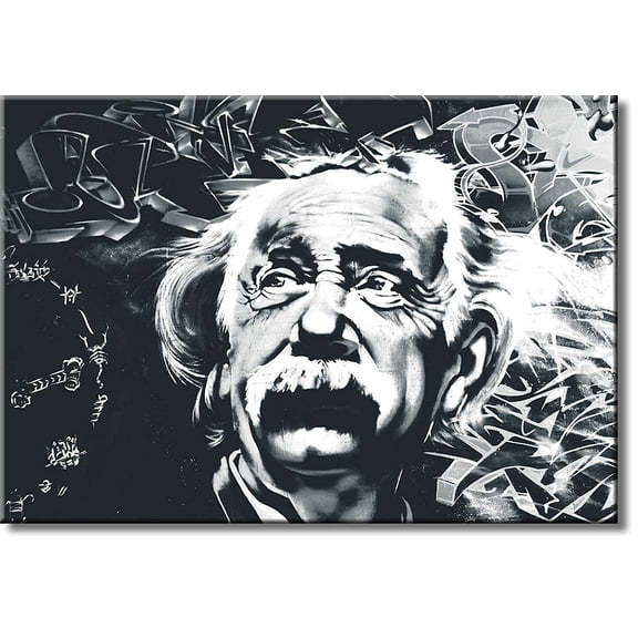 Einstein Black and White Picture on Stretched Canvas, Wall Art Décor, Ready to Hang