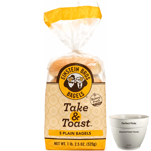 Einstein Bros Bagels Take & Toast, Plain Bagel, 5 Count, 18.5oz Bag (4 pack)
