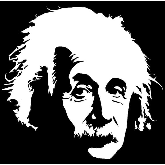 Einstein Face Inspired Decal Sticker | 6.5-Inches By 6.1-Inches | White Vinyl