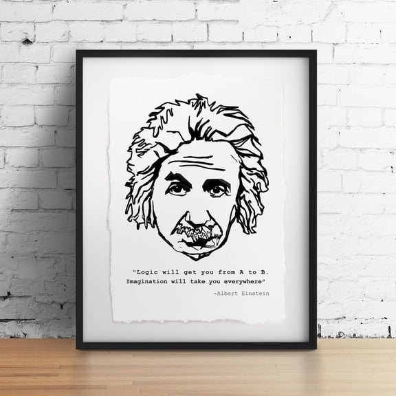 Einstein Imagination Quote Wall Art Print, Unframed Paper Poster 8x10in