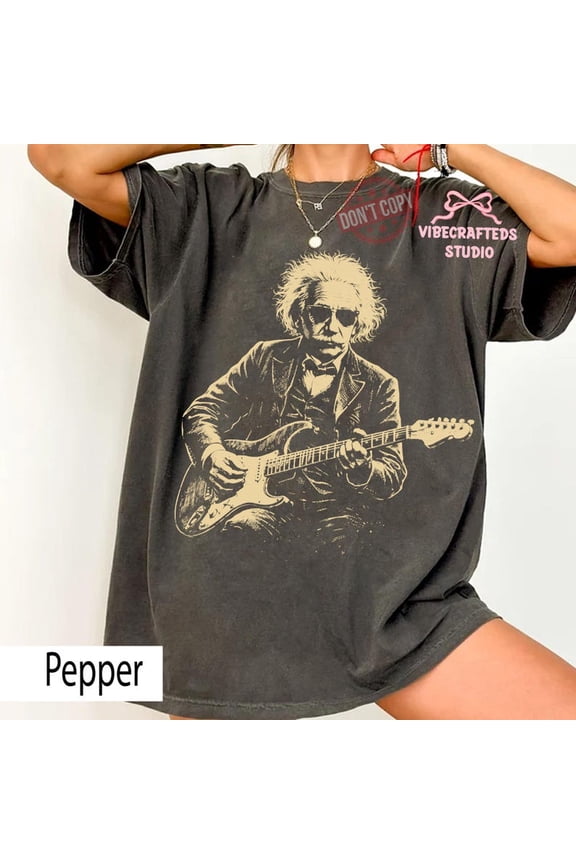 Einstein Playing Guitar Vintage Shirt, Funny Nerd Music Tee, Vintage Rock Scientist Shirt, Aesthetic Music Lover Gift, Unisex