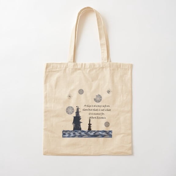 Einstein Quote, Ships Canvas Tote Bags, Reusable Shopping Bag