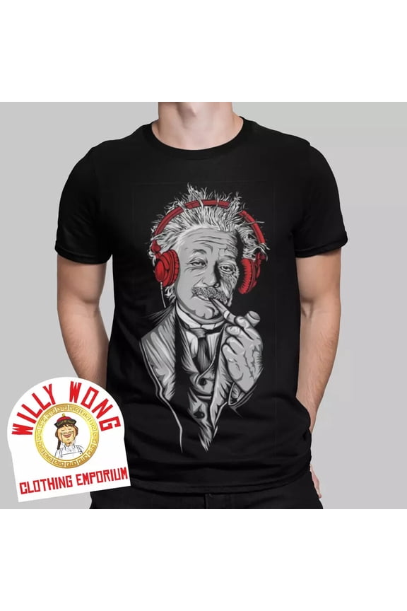Einstein T-Shirt Headphones Nerd Music Science Retro Tee Vintage