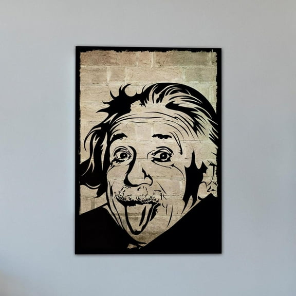 Einstein Wall Art, Genius Poster, Modern Science Decor, Tongue Out Portrait Poster, Street Style Intellectual Idea UNFRAMED Poster, Wall Art for Decor, Present, 12x18