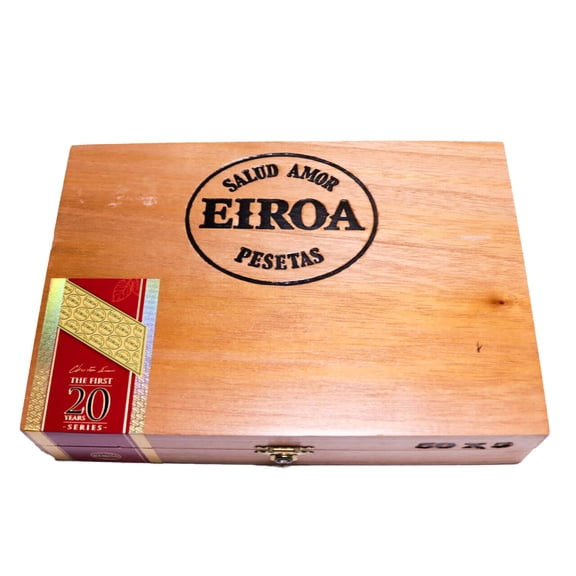 Eiroa Salud Amor Pesetas Empty Wood Cigar Box 8.75" x 6" x 2"