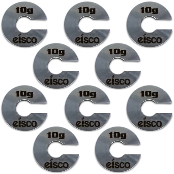 Eisco Labs 10g Stainless Steel Slotted Mass  Durable Precision Weight with 5/8" Outer Diameter, Slotted Design for Lab, Physics & Educational Use, Pack of 10