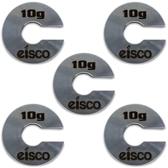 Eisco Labs 10g Stainless Steel Slotted Mass  Durable Precision Weight with 5/8" Outer Diameter, Slotted Design for Lab, Physics & Educational Use, Pack of 5