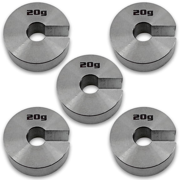Eisco Labs - 20g Stainless Steel Slotted Mass  Durable Precision Weight with 3/4" Outer Diameter, Slotted for Lab, Physics & Educational Use, Pack of 5