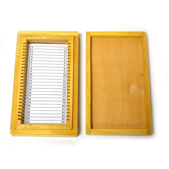 Eisco Labs 25 Slot Wooden Storage Box for 25 x 75mm slides.