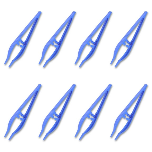 Eisco Labs - 5" Disposable Forceps - Precision Grip, Plastic Tweezers for Laboratory, Classroom, Educational, & home use (8 Pack)