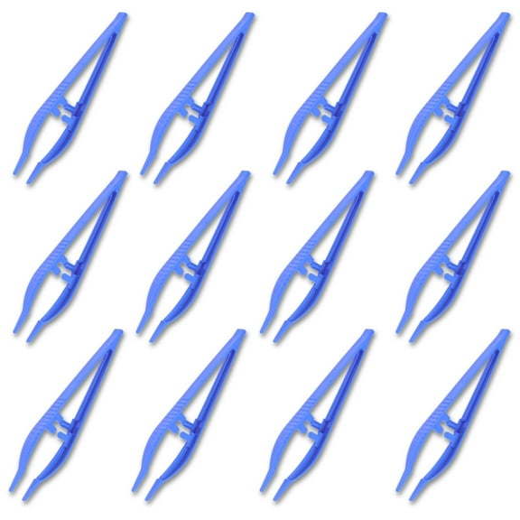 Eisco Labs - 5" Disposable Forceps - Precision Grip, Plastic Tweezers for Laboratory, Classroom, and Educational Use (12 Pack)