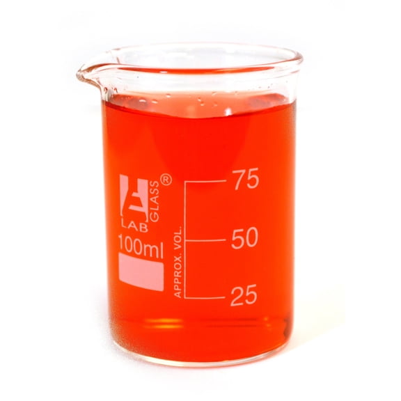 Eisco Labs Beaker - 100mL, Borosilicate Glass, 100mL graduation Low form - Pack of 12