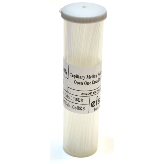 Eisco Labs Borosilicate Glass Capillary Melting Tube in Receptacle with One Open End
