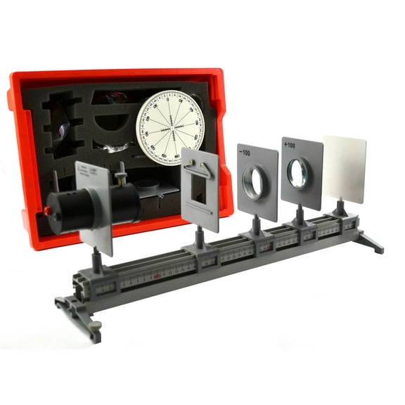 Eisco Labs Complete Optical Bench and Attachement Set, with 20 Lab Activities