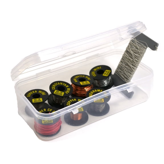 eisco labs hobbyist wire box kit - eureka, constantan, copper, iron, and nichrome wire in box