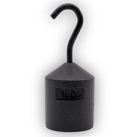 Eisco Labs - Hooked Weight, 100g - Iron, Cylindrical with Hook and Bottom Slot for Easy Lifting, Science Experiments, Physics, Scale Calibration, Measurement