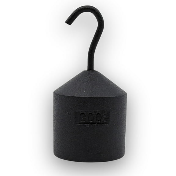 Eisco Labs - Hooked Weight, 200g - Iron, Cylindrical with Hook and Bottom Slot for Easy Lifting, Science Experiments, Physics, Scale Calibration, Measurement