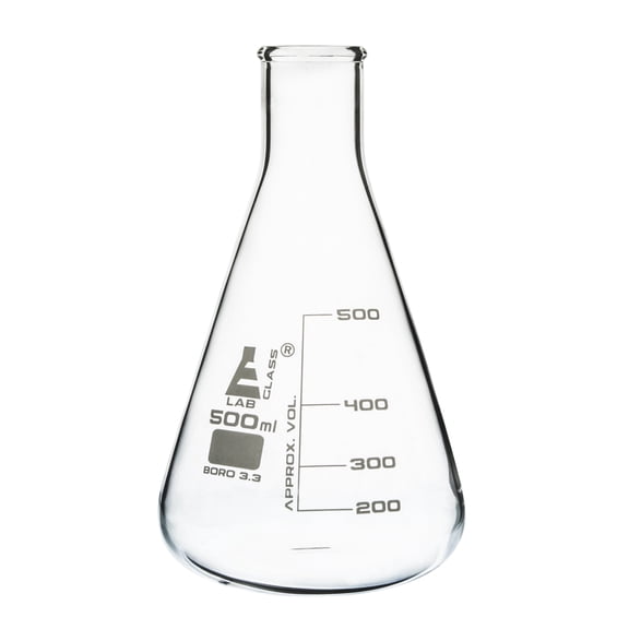 Eisco Labs Narrow Mouth Erlenmeyer (Conical) Flask, Borosilicate, 500mL