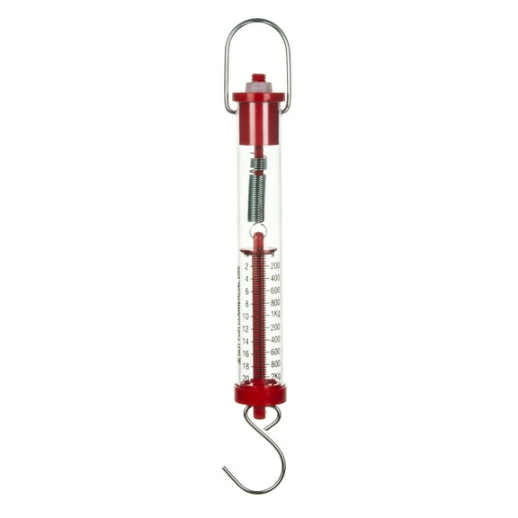 Eisco Labs Newton Force Meter Spring Scale - Max Capacity 20N, 2Kg, Dual Scale Labeled
