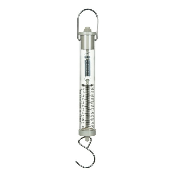 Eisco Labs Newton Force Meter Spring Scale - Max Capacity 30N, 3Kg, Dual Scale Labeled