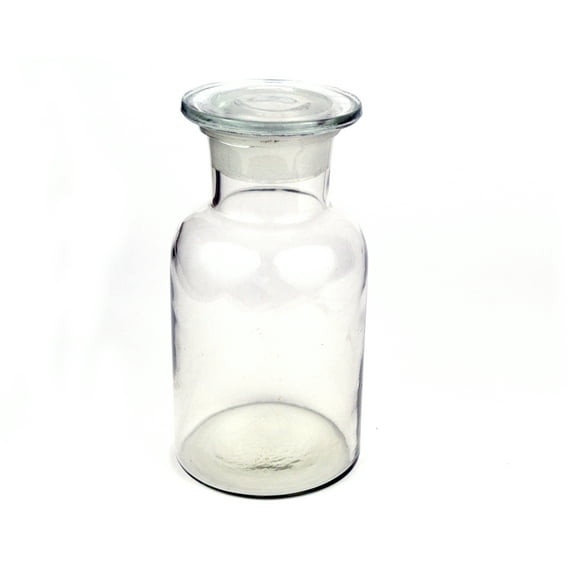 Eisco Labs Reagent Bottle, Soda Glass, Wide Neck with Stopper, 500 mL