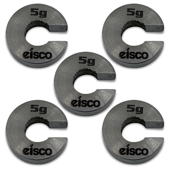 Eisco Labs - Spare 5g Slotted Mass Stainless Steel, Precision Weight with 5/8" Outer Diameter, Slotted Design for Lab & Physics Experiments, Pack of 5