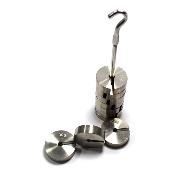 Eisco Labs Stainless Steel Slotted Set of Masses with Hanger - 9 Weights - 100g