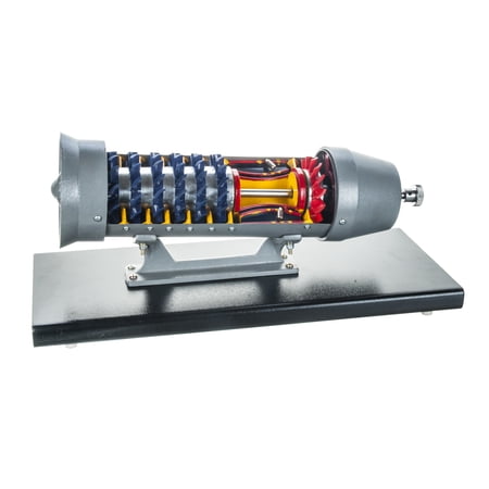 Eisco Labs Turbojet Gas Engine Desktop Model - 20"x9" Metal Base, 17" Turbojet Length