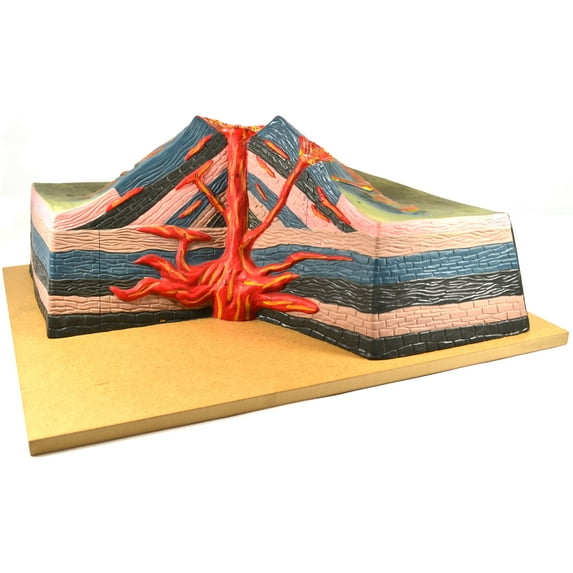 Eisco Labs Volcano Mountain Table Top Model with Cut Away View, Approx. 17"x16"x7"