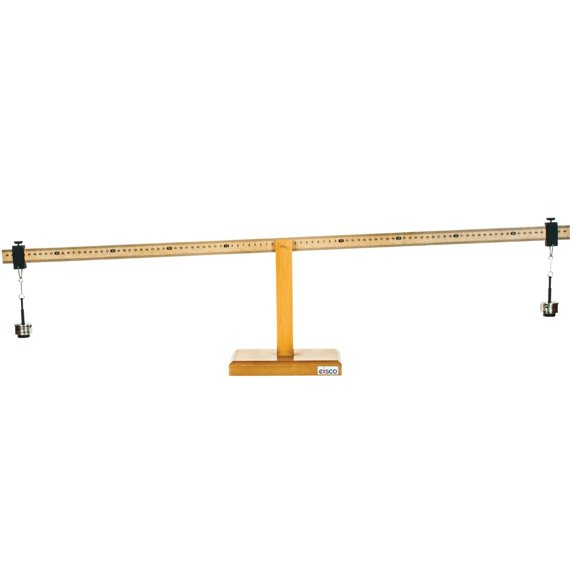 Eisco - Wooden Meter Lever Fulcrum with Graduated Scale - Includes Fulcrum Base and 2 Sets of 100 g Weights - Ideal for Physics Experiments on Torque and Mechanical Advantage