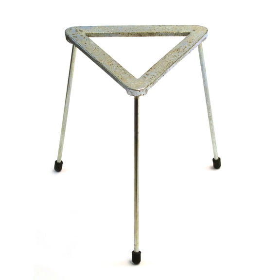 Eisco Zinc Plated Cast Iron Triangular Tripod Stand for Bunsen Burners, 8.25" Tall, 5.90" Top Wide