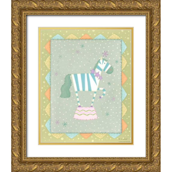 Eisner, Viv 12x14 Gold Ornate Wood Framed with Double Matting Museum Art Print Titled - Circus 3 Zebra