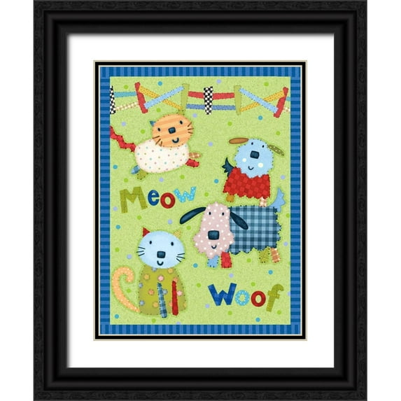 Eisner, Viv 25x32 Black Ornate Wood Framed with Double Matting Museum Art Print Titled - Farm Friends III