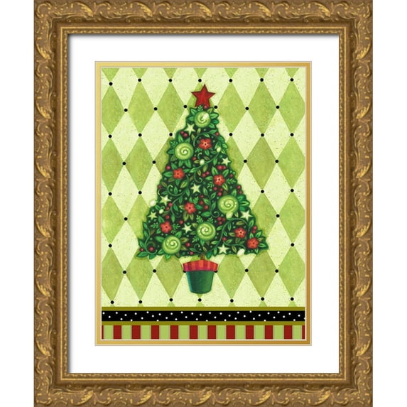 Eisner, Viv 25x32 Gold Ornate Wood Framed with Double Matting Museum Art Print Titled - Harlequin Christmas IV