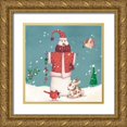 thumbnail image 1 of Eisner, Viv 26x26 Gold Ornate Wood Framed with Double Matting Museum Art Print Titled - Folk Snowman II, 1 of 4