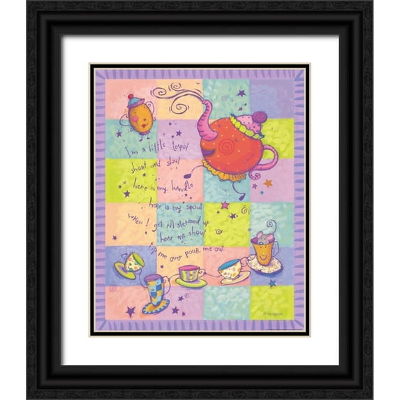 Eisner, Viv 26x32 Black Ornate Wood Framed with Double Matting Museum Art Print Titled - Rhyme 1 Teapot