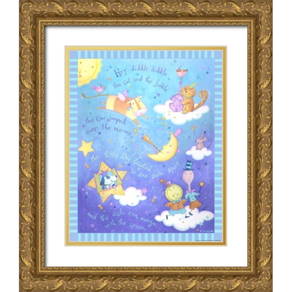 Eisner, Viv 26x32 Gold Ornate Wood Framed with Double Matting Museum Art Print Titled - Rhyme 3 Fiddle 2
