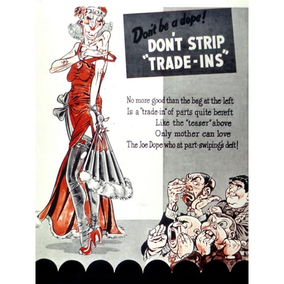 Eisner War WWII USA Don't Be Dope Old Stripper Advert Extra Large XL Wall Art Poster Print