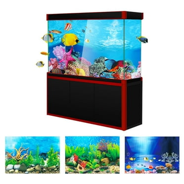 Eisoary Aquarium Background Double Sided 3D Effect Clear Print Terrarium Underwater World Fish Tank Decoration Poster Backdrop Picture Style A Size 1