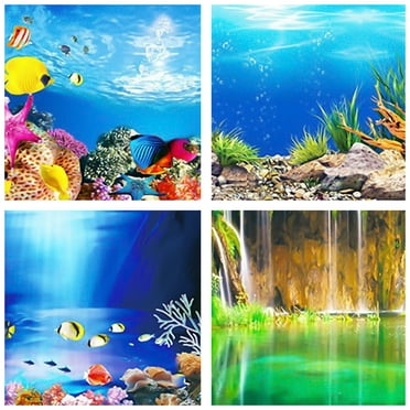 Eisoary Aquarium Background Poster Ocean Self-adhesive Fish Tank Backdrop Sticker Decor L