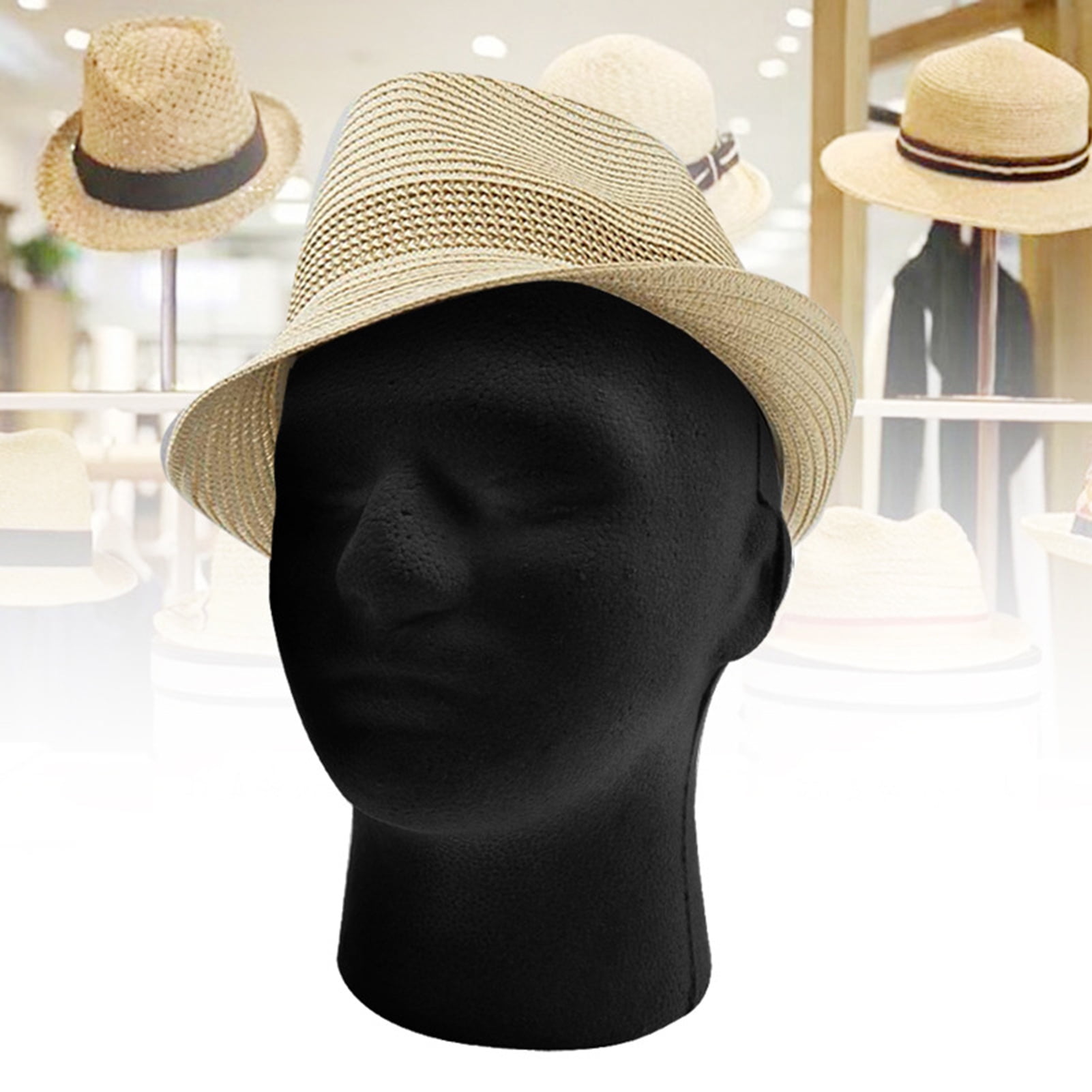 Eisoary Black Foam Wig Head Tall Male Mannequin Hairpieces Display