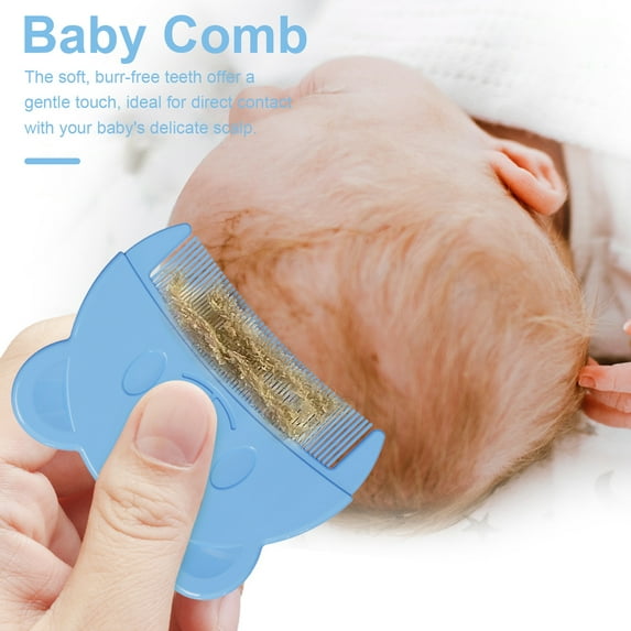 Eisoary Cartoon Bear Baby Comb Portable Fine Tooth Cradle Hat Removal Ergonomic Food Grade Plastic Infant Newborn Boys Girls Scalp Brush Green