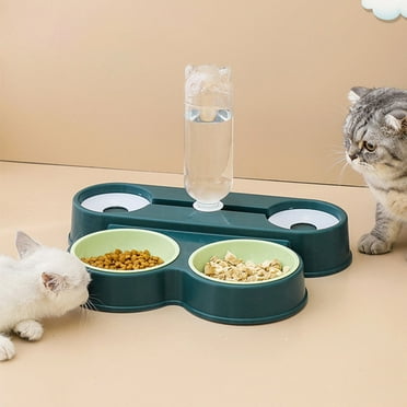 Eisoary Dog Cat Food Dispenser Automatic Pet Waterer Water Dispenser Double Drinking Water and Double Feeding Bowl Large Capacity Water Feeder for Cats and Dogs