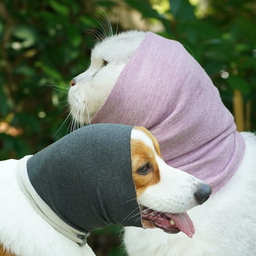 Eisoary Dog Hood No Flap Ear Wrap Anxiety Relief Hair Protection for Long-Haired Dogs Calming Dog Head Wrap Ear Cover Purple S