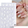 Eisoary Embossed Nails Art Stickers Creative Engraved White Butterfly