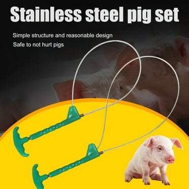 Eisoary Handheld Piggy Catcher Fitting Size Sturdy Snare Stainless Steel Pig Catcher for Livestock Green