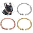 thumbnail image 1 of Eisoary Pet Dog Cuban Chain Collar Wide Sparkling Rhinestones Dog Necklace Small Medium Large Dogs Jewelry Accessories Silver XS, 1 of 13