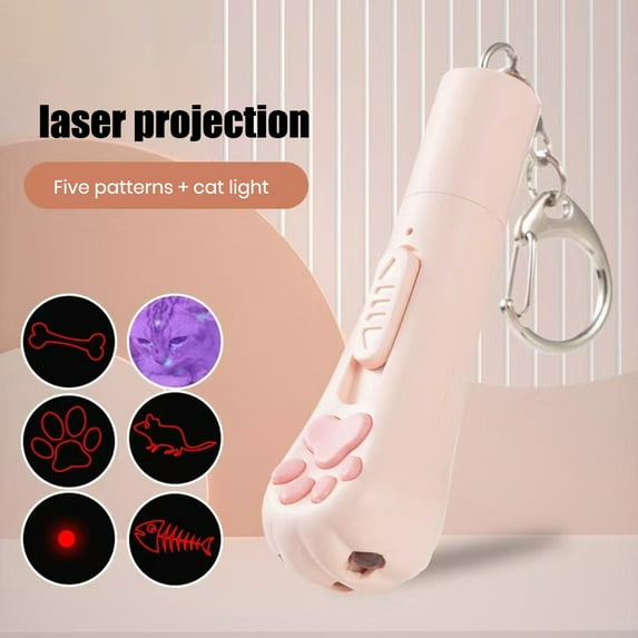 Eisoary USB-Rechargeable Cat Pointer Toy Interactive Cat Toy Red Dot LED Light Pointer Cat Toy Paw Shape Point Pen for Kitten Cat Chasing Playing Pink