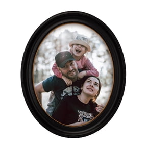 Eitida 8x10 Decorative Oval Wooden Picture Frame, Black with Gold Trim, Glass Front Wall or Tabletop Display
