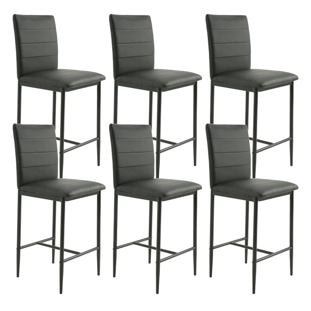 EiweLive 6Piece Set, PU Leather MidBack Bar Stools for Kitchen Island